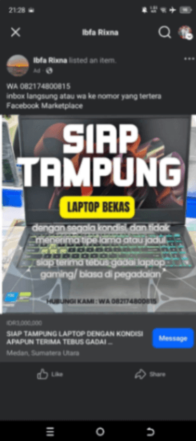 SIAP TAMPUNG LAPTOP BEKAS GAMING TEBUS GADAI